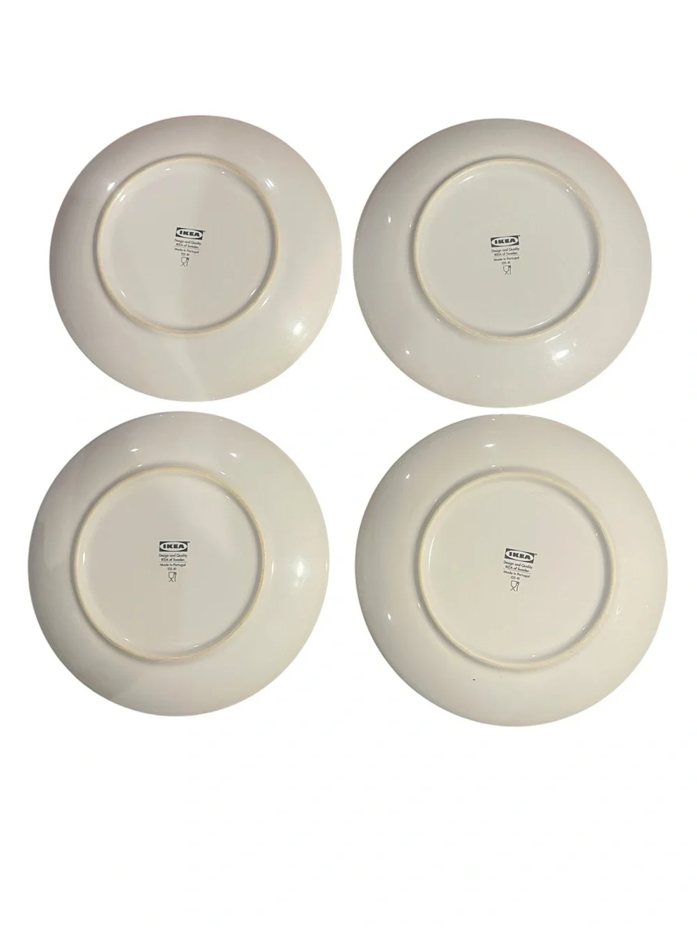 IKEA set of 4 Overens salad/ dessert Plates Leaf Pattern Made in Portugal